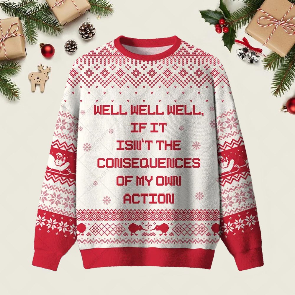 If It Isnt The Consequences Of My Own Action Ugly Christmas Sweater Winter Clothes Xmas Gifts
