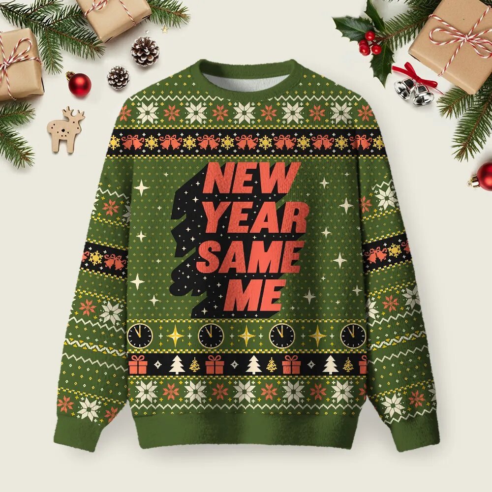 New Year Same Me Ugly Christmas Sweater Cold Weather Clothes Christmas Apparel Gifts