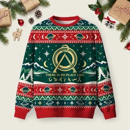 There Is No Place Like Home Vintage Stargate Ugly Christmas Sweater Festive Clothes Gifts