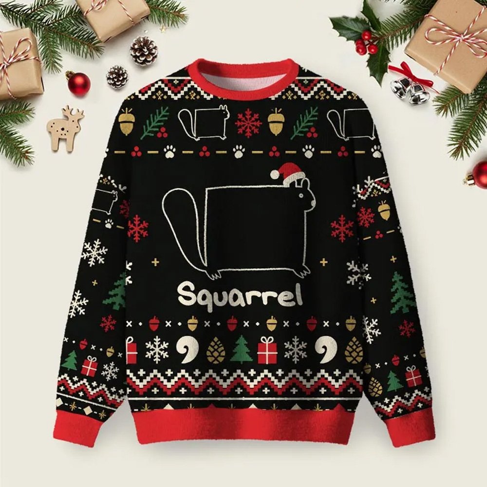 Squarrel Squirrel Mode Ugly Christmas Sweater Funny Christmas Outfit Gifts For Him