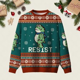 Resist Frog Ugly Christmas Sweater Warm Clothes For Winter Christmas Pullover Gifts