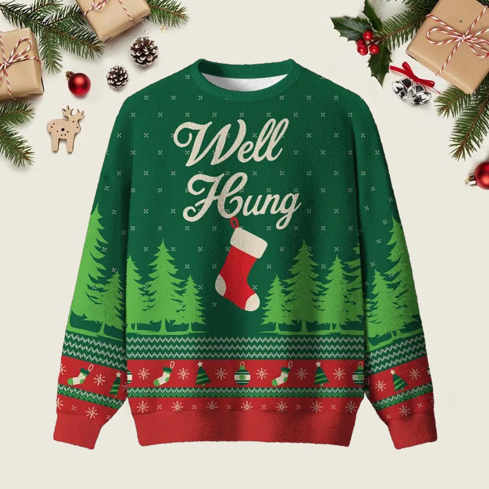 Well Hung Ugly Christmas Sweater Christmas Vacation Apparel Xmas Sweater Gifts Ideas