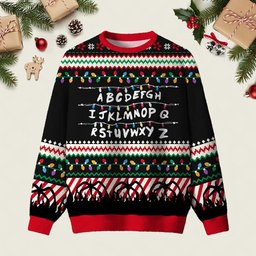 Strange ABCDEFGH Ugly Christmas Sweater Stranger Things Xmas Apparel Christmas Gifts