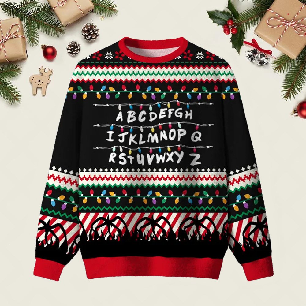 Strange ABCDEFGH Ugly Christmas Sweater Stranger Things Xmas Apparel Christmas Gifts