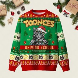 Toonces The Driving Cat Ugly Christmas Sweater Christmas Vacation Apparel Xmas Gifts
