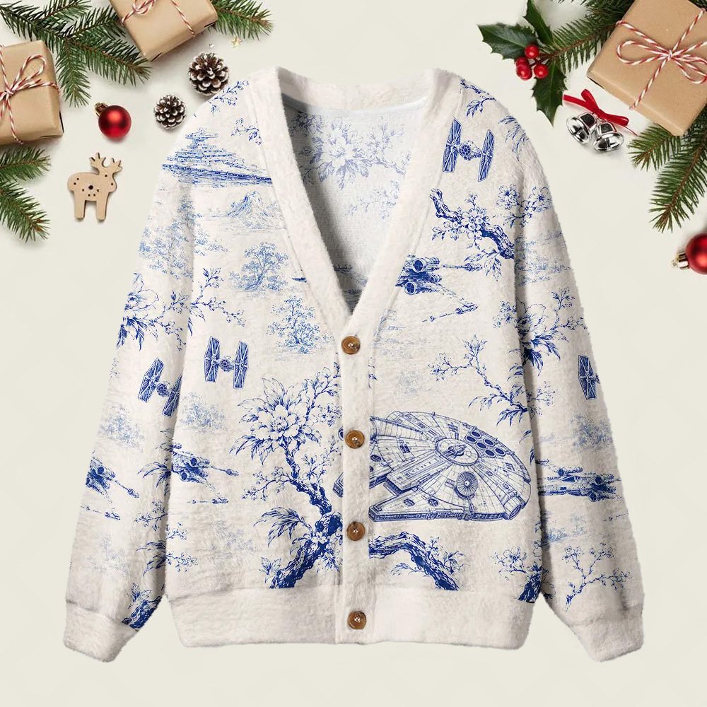 Sci Fi Space Vessel Toile Cardigan Christmas Vacation Clothing Xmas Gifts For Sci Fi Lovers