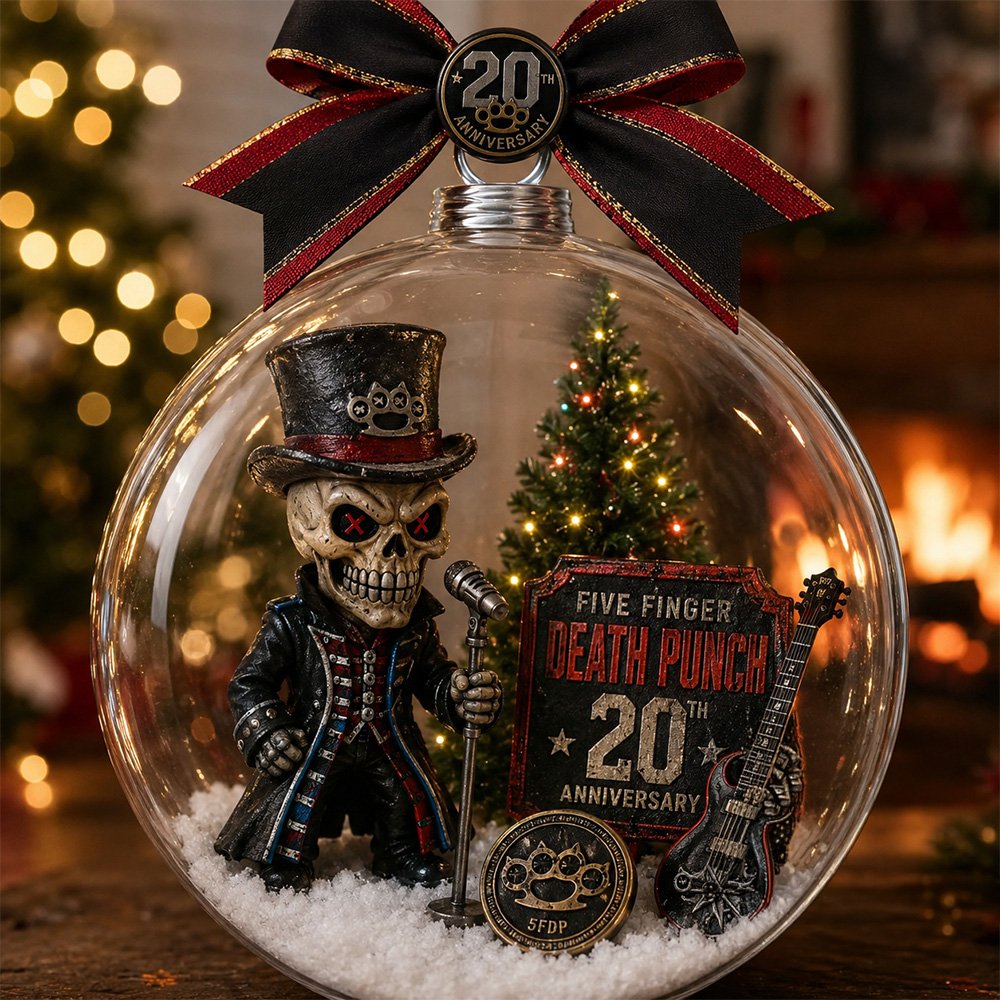Five Finger Death Punch 20th Anniversary Globe Ornament Christmas Display Decor Xmas Gifts For Him