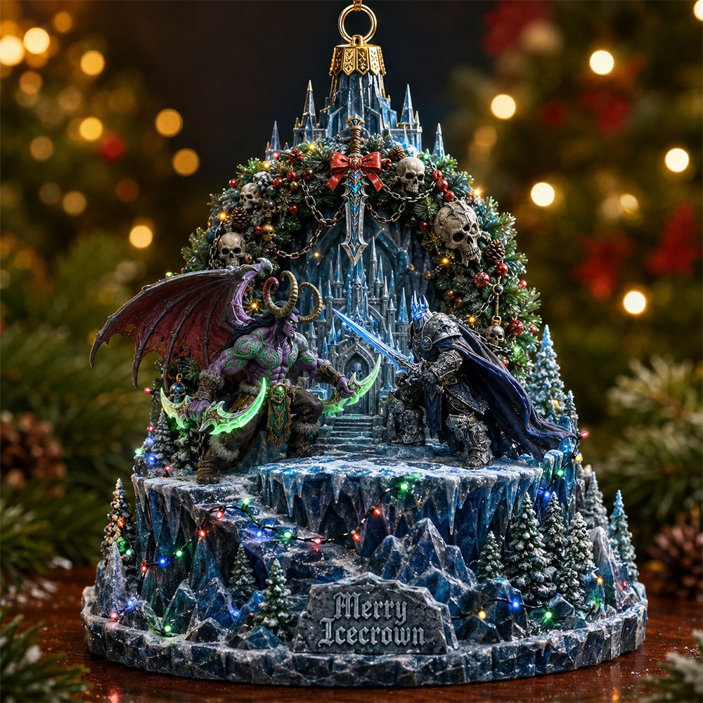 Illidan Stormrage vs Lich King Icecrown Battle Christmas Ornament Xmas Tree Decorations