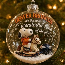 Denver Broncos x Snoopy Snow Globe Ornament Christmas Display Decor Christmas Gift Ideas For Son