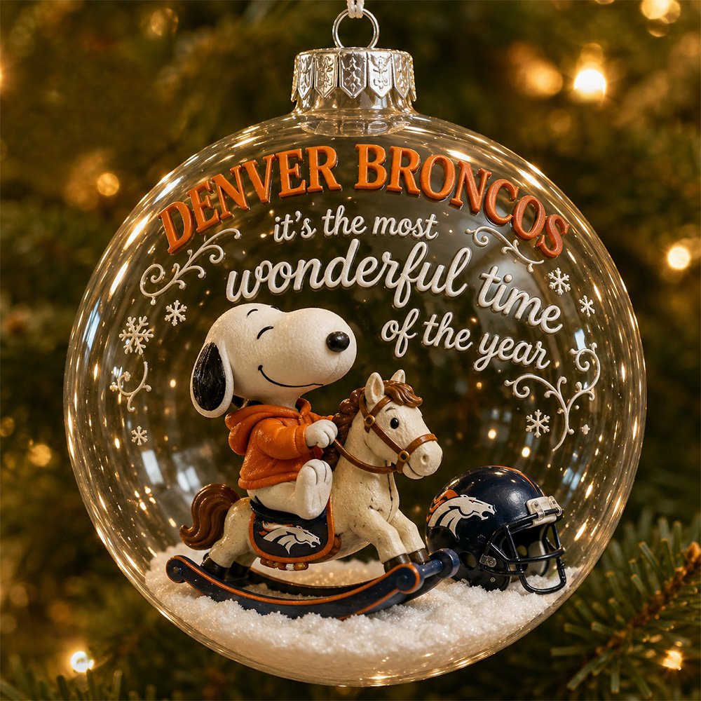 Denver Broncos x Snoopy Snow Globe Ornament Christmas Display Decor Christmas Gift Ideas For Son