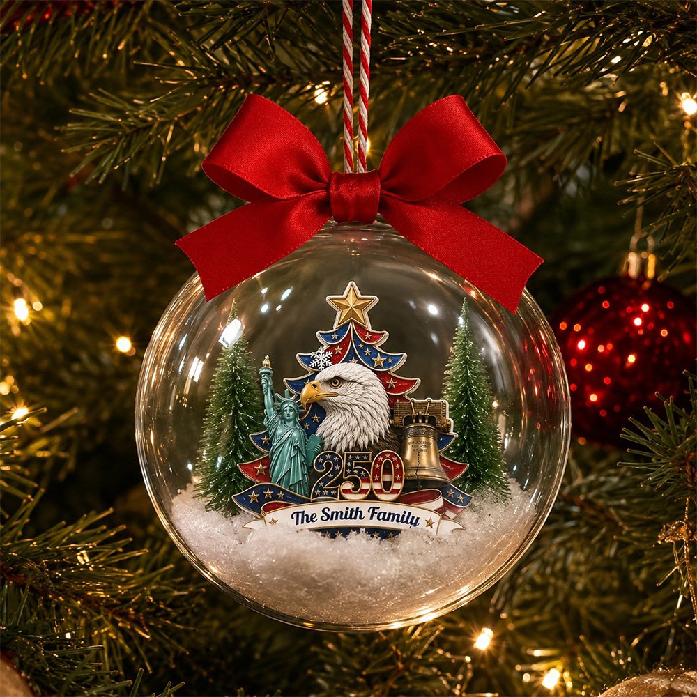 America 250th Anniversary 2026 Custom Family Name Ornament Christmas Decoration Holiday Gift Ideas
