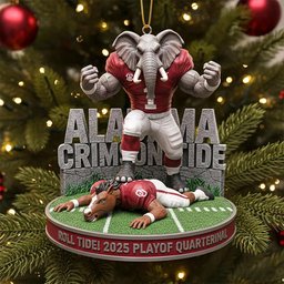 Alabama Crimson Tide 2025 Playoff Mascot Christmas Ornament Funny Christmas Ornaments