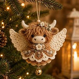 Highland Cow Angel Crochet Ornament Xmas Tree Decorations Best Christmas Gifts For Mom