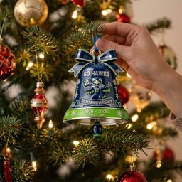 Seattle Seahawks 50th Anniversary Bell Ornament Christmas Decor Unique Christmas Ornaments