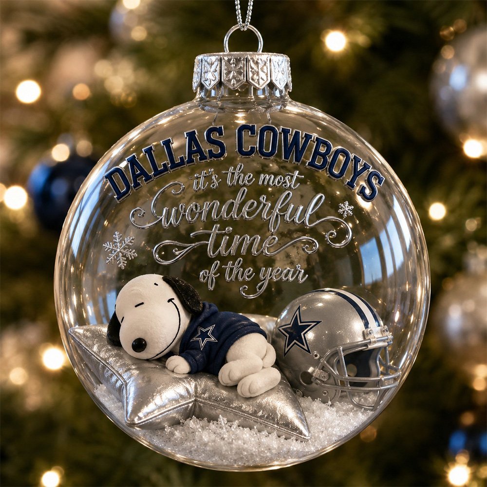 Denver Broncos x Snoopy Snow Globe Ornament Christmas Display Decor Keepsake Xmas Gifts