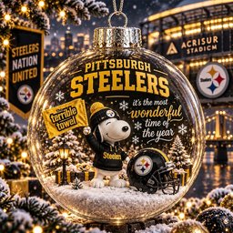 Pittsburgh Steelers x Snoopy Global Ornament Christmas Tree Decor Xmas Ornaments