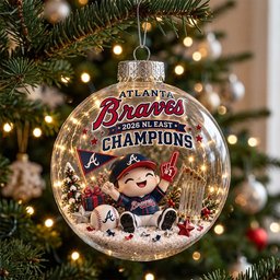 Atlanta Braves 2026 NL East Champions Snow Globe Ornament Christmas Decoration Xmas Gifts For Him