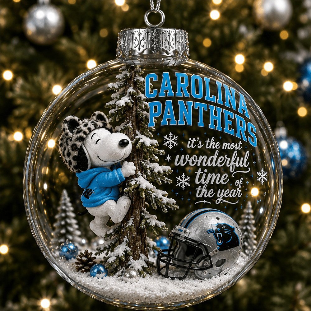 Carolina Panthers x Snoopy Globe Christmas Ornament Funny Christmas Ornaments Keepsake Xmas Gifts