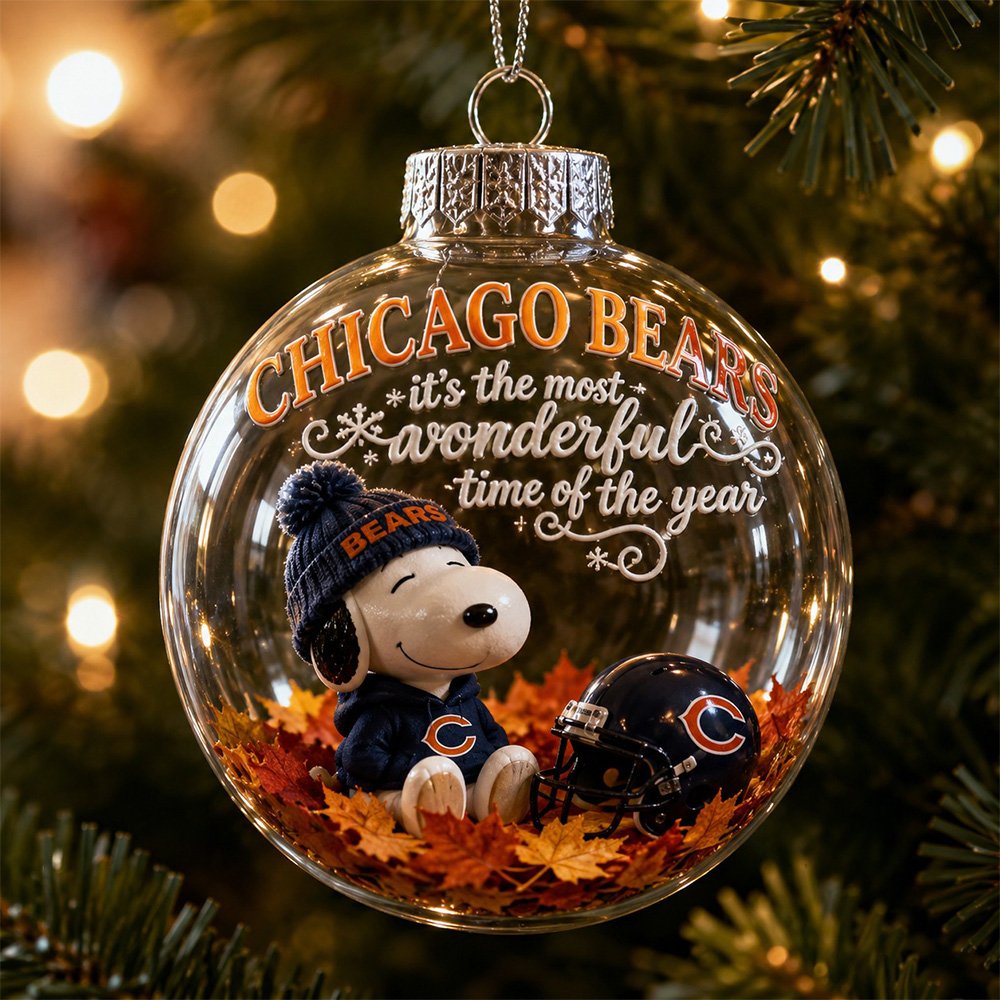 Chicago Bears Snoopy Snow Globe Ornament Funny Christmas Ornaments Keepsake Xmas Gifts