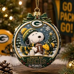 Green Bay Packers x Snoopy Ornament Acrylic Christmas Ornament Best Christmas Gifts For Her