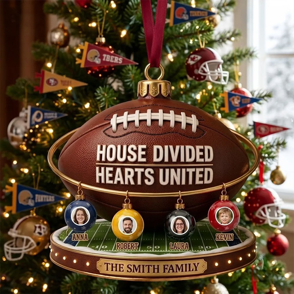 Football House Divided Sports Ornament Family Christmas Ornaments Christmas Tree Decorations