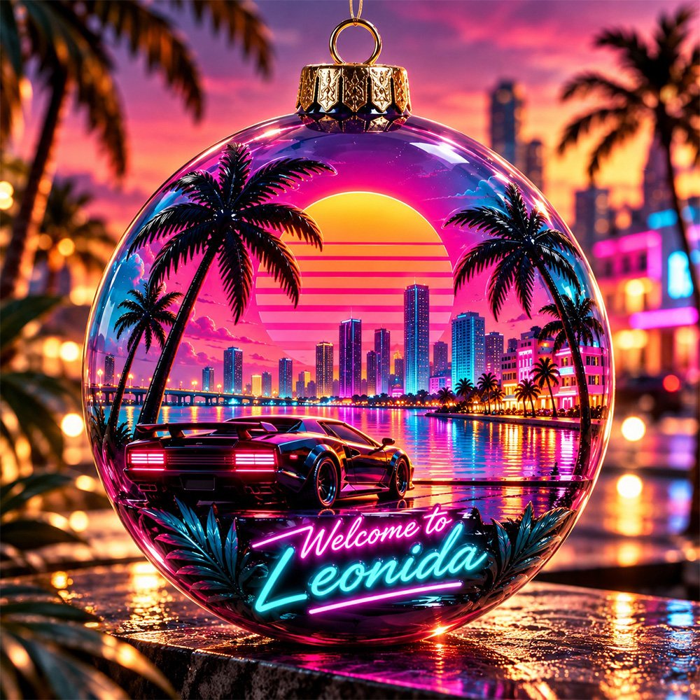 Grand Theft Auto VI Welcome to Leonida Globe Ornament Xmas Tree Decor Best Christmas Gifts For Her