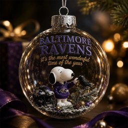 Baltimore Ravens x Snoopy Christmas Snow Globe Ornament Christmas Decoration Cool Christmas Gifts