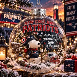 Snoopy x New England Patriots Global Ornament Xmas Tree Decor Christmas Hanging Ornament