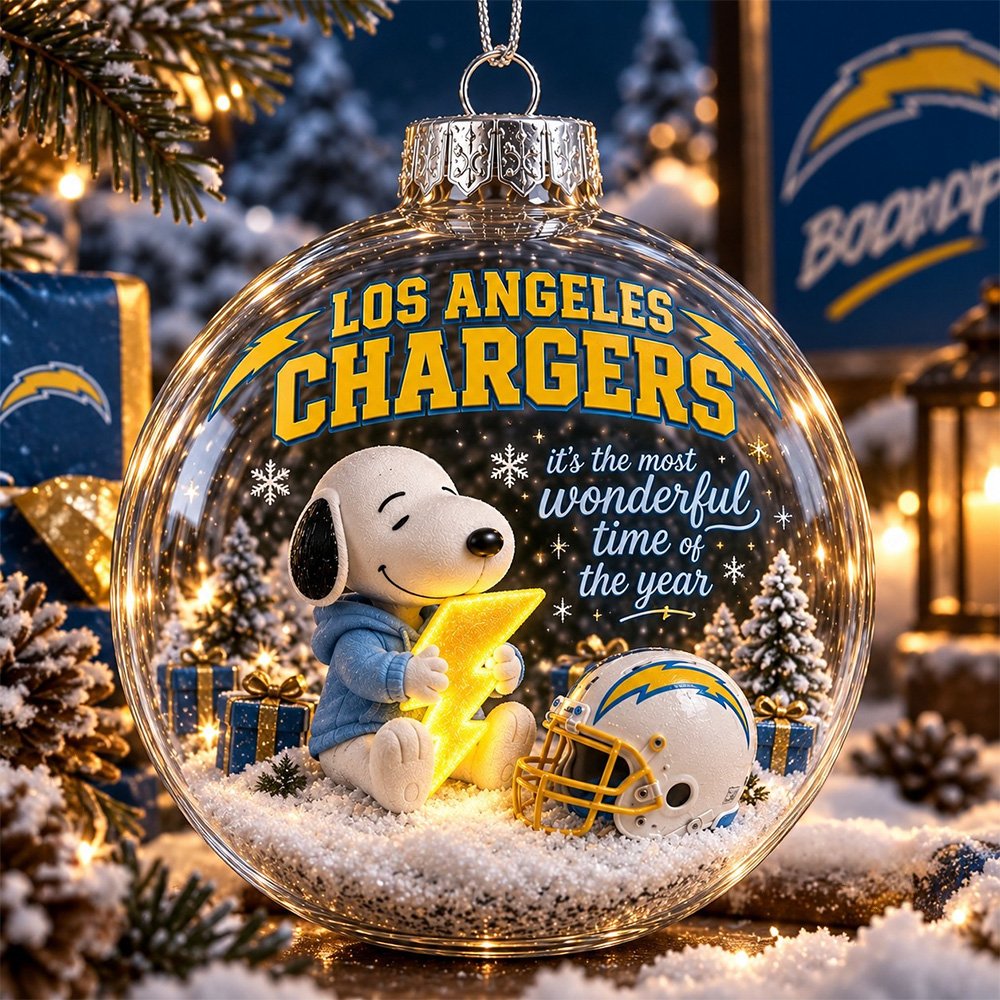 Snoopy x Los Angeles Chargers Global Ornament Christmas Keepsake Funny Christmas Ornaments