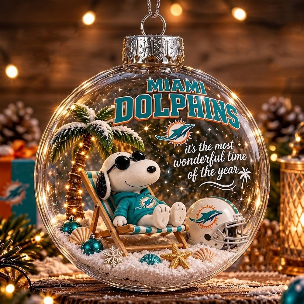 Snoopy x Miami Dolphins Global Ornament Xmas Tree Decor Family Christmas Keepsake