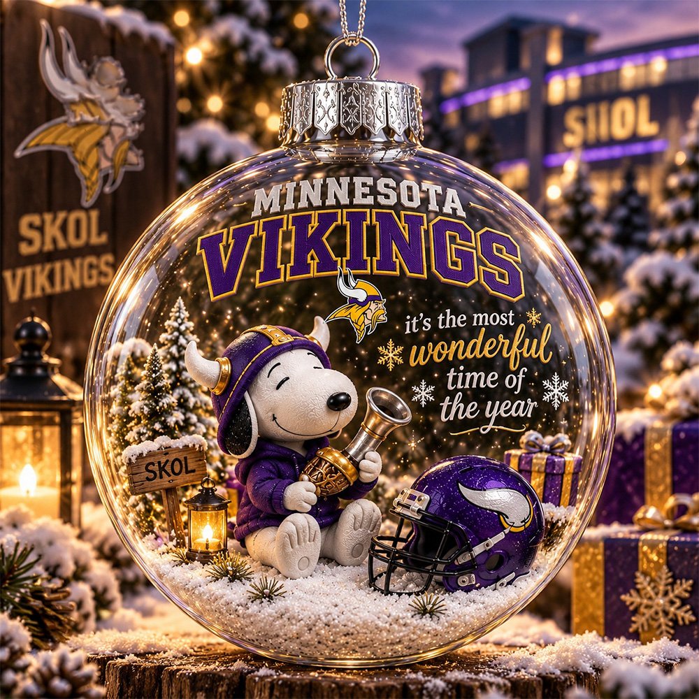 Snoopy x Minnesota Vikings Global Ornament Xmas Tree Decor Family Christmas Keepsake