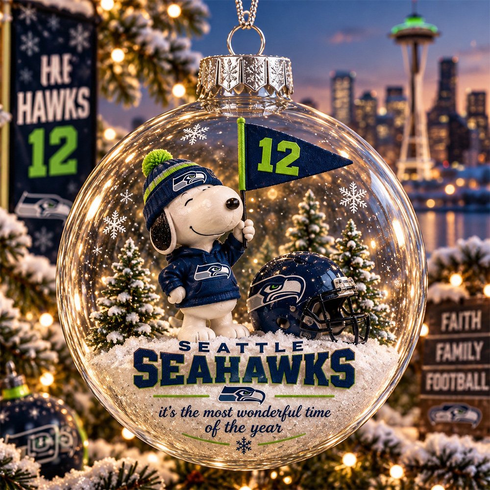 Snoopy x Seattle Seahawks Global Ornament Xmas Tree Decorations Unique Christmas Ornaments