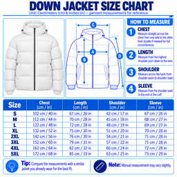 Iowa Hawkeyes | Premium NCAA Varsity Style Hooded Down Puffer Jacket TD size chart