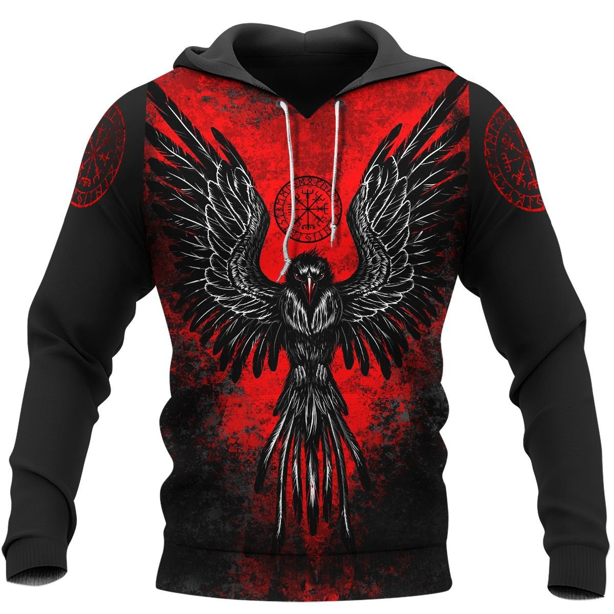 Viking RAVEN VEGVISIR #6 Viking Hoodie Viking Style - Vikingstyle.co