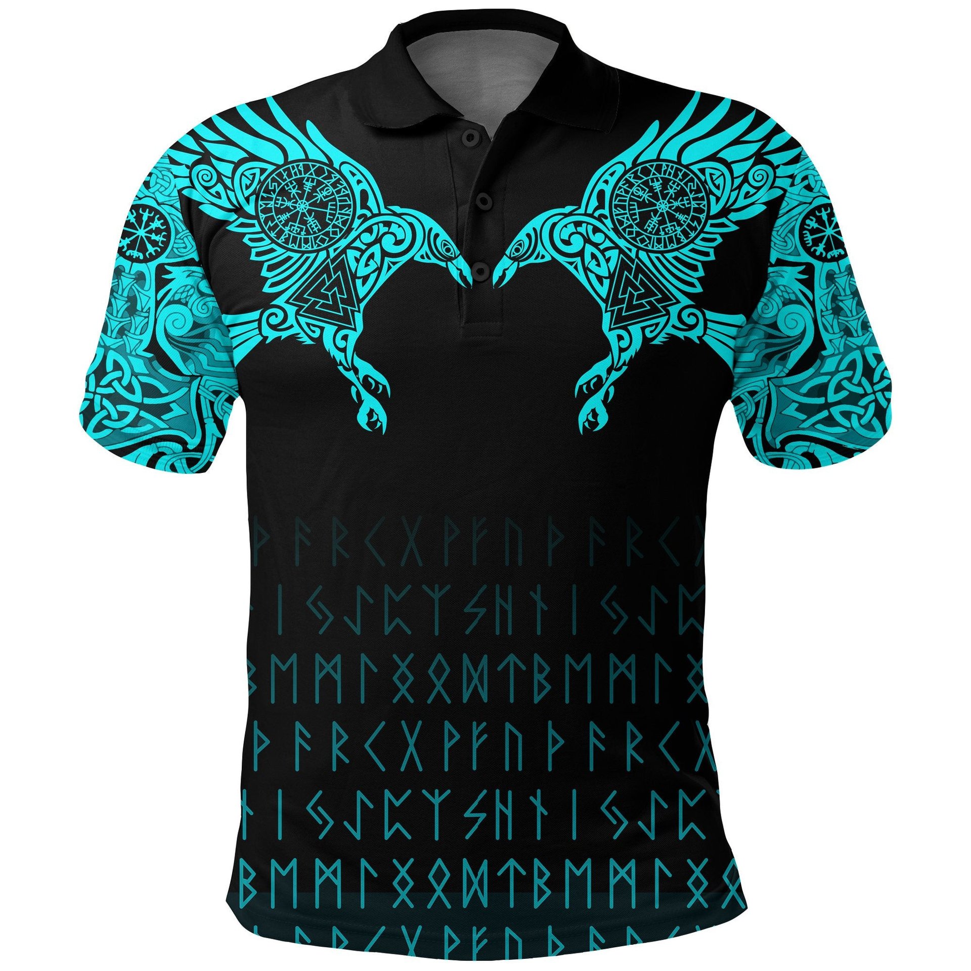 Viking Style - Vikingstyle.co Viking Style Polo Shirt - The Raven of Odin Tattoo A7 VKNGB