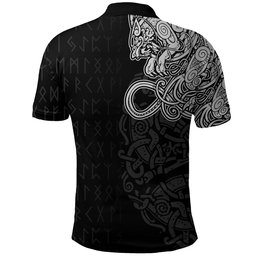 Viking Style - Vikingstyle.co Viking Style Polo Shirt Fenrir och Jormungand - Special Tattoo Style A7 VKNGB
