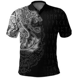 Viking Style - Vikingstyle.co Viking Style Polo Shirt Fenrir och Jormungand - Special Tattoo Style A7 VKNGB