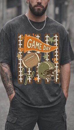 Vintage game day football graphic T-shirt