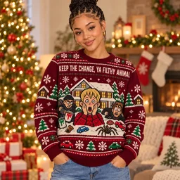 Home Alone Christmas ugly sweater lifestyle gift for movie fans
