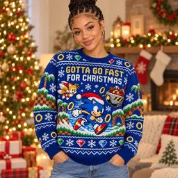 Sonic Christmas ugly sweater lifestyle gift for retro gamers