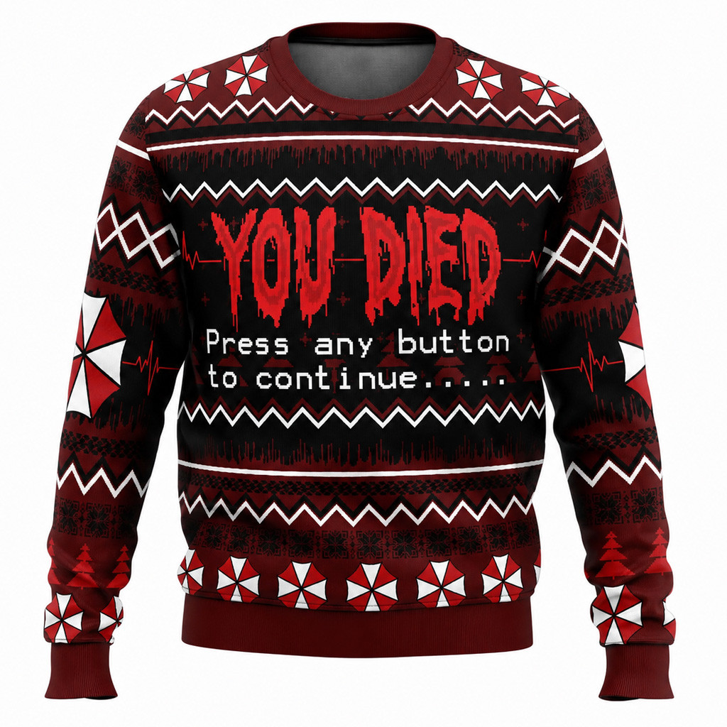 You Died Press Any Button To Continue Halloween 2026 Ugly Sweater