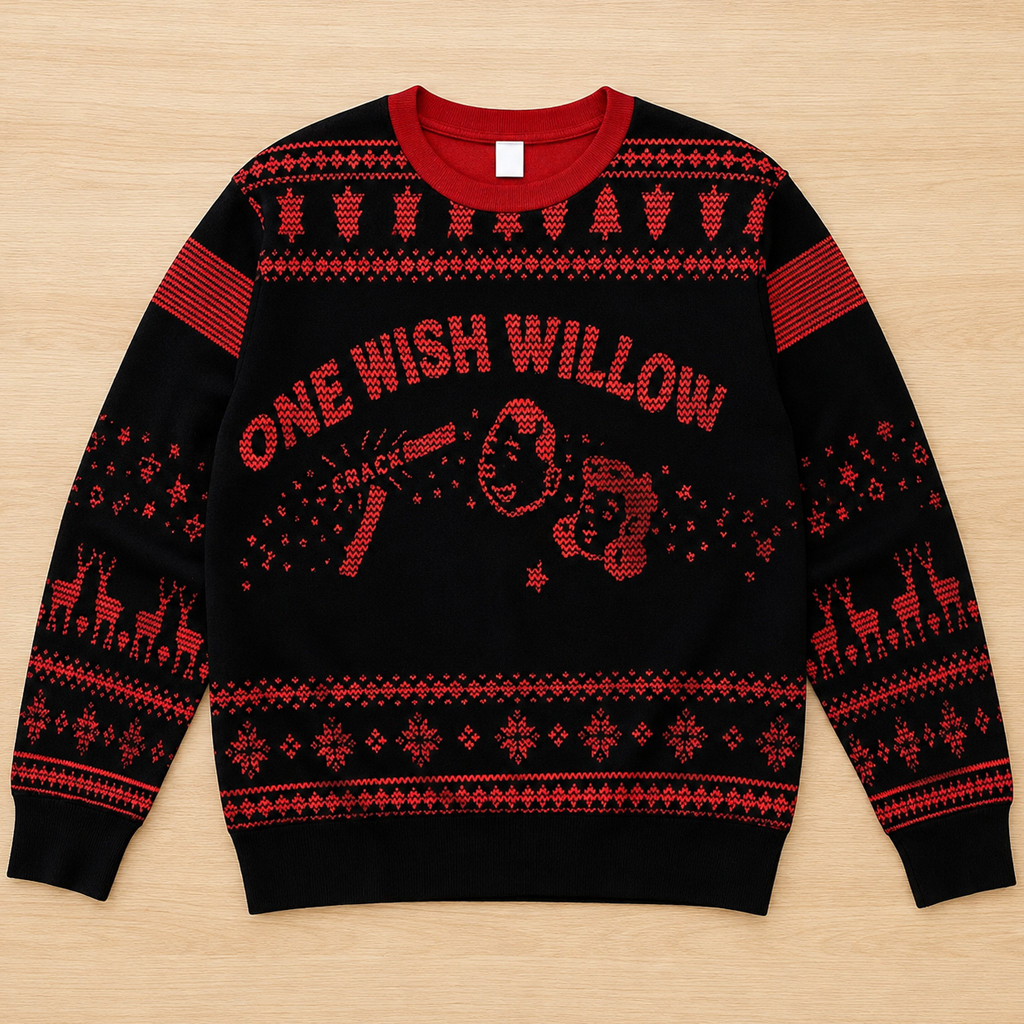 Unisex Obsession 2026 One Wish Willow Ugly Christmas Sweater for Horror Fans