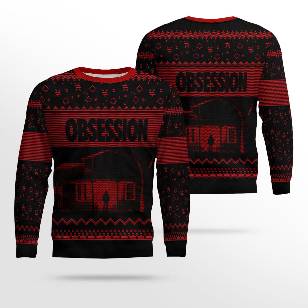 Unisex Obsession 2026 The Horror House Ugly Christmas Sweater for Horror Fans