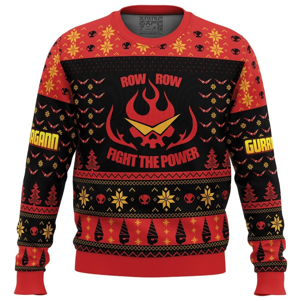 Gurren Lagann Fight The Power Ugly Christmas Sweater 2026