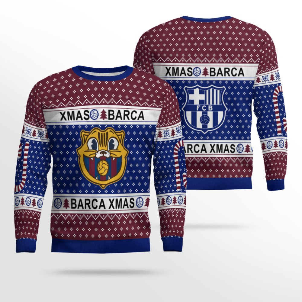 Barcelona Soccer Team Ugly Christmas Sweater 2026
