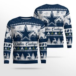 2026 Christmas Cowboys Festive Reindeer Tree Ugly Sweater