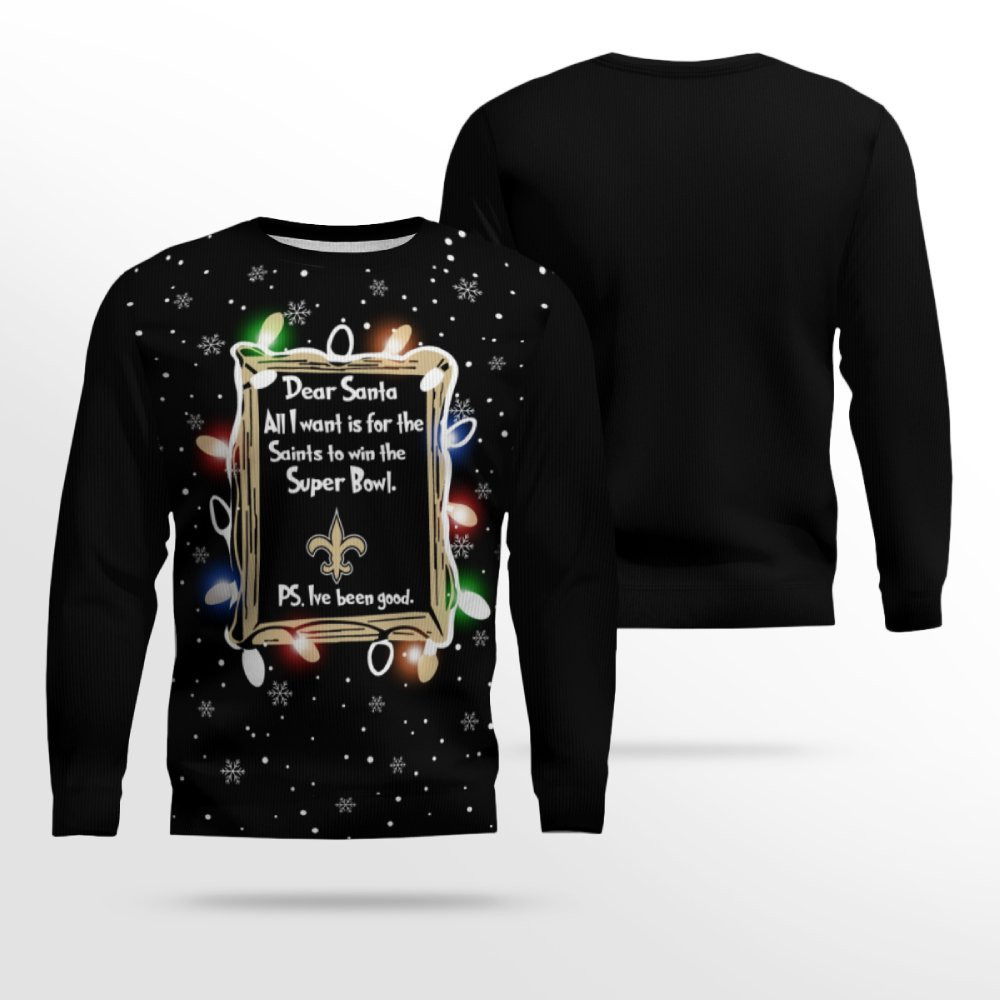 New Orleans Saints Dear Santa To Win Super Bowl Ugly Christmas Sweater 2026