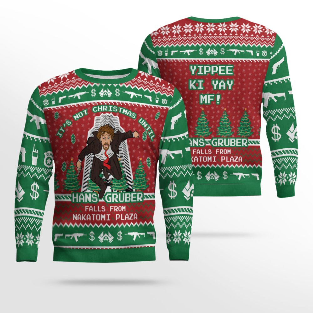 Hans Gruber Fall Nakatomi Plaza Die Hard Ugly Christmas Sweater 2026