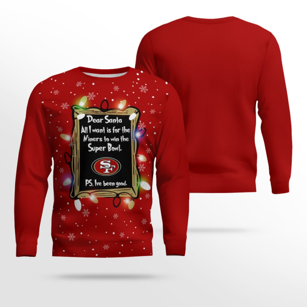 San Francisco 49ers Dear Santa To Win Super Bowl Ugly Christmas Sweater 2026