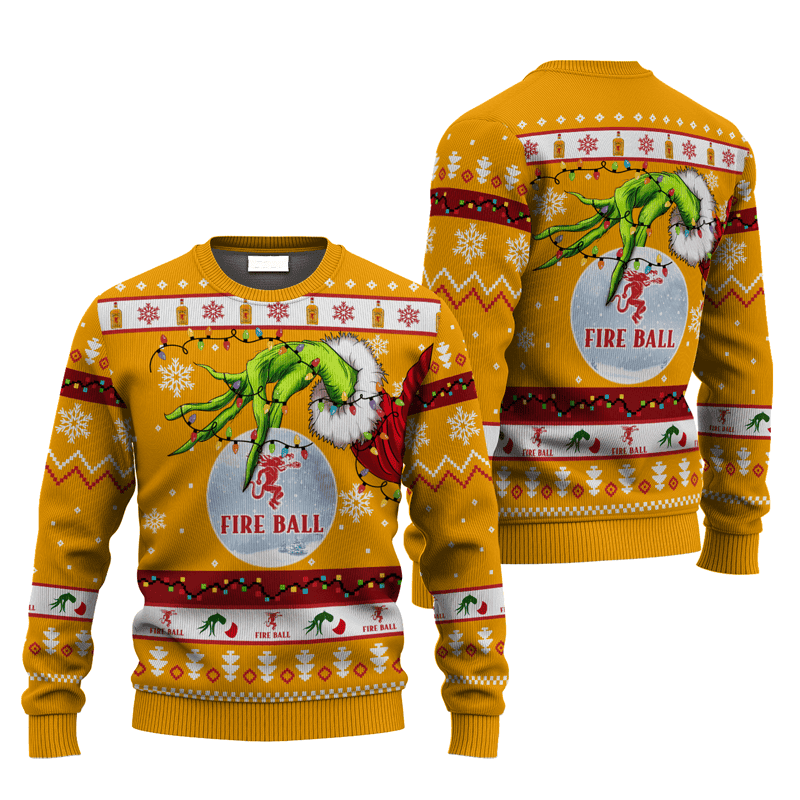 Fireball Grinch Hand Stock Ugly Sweater